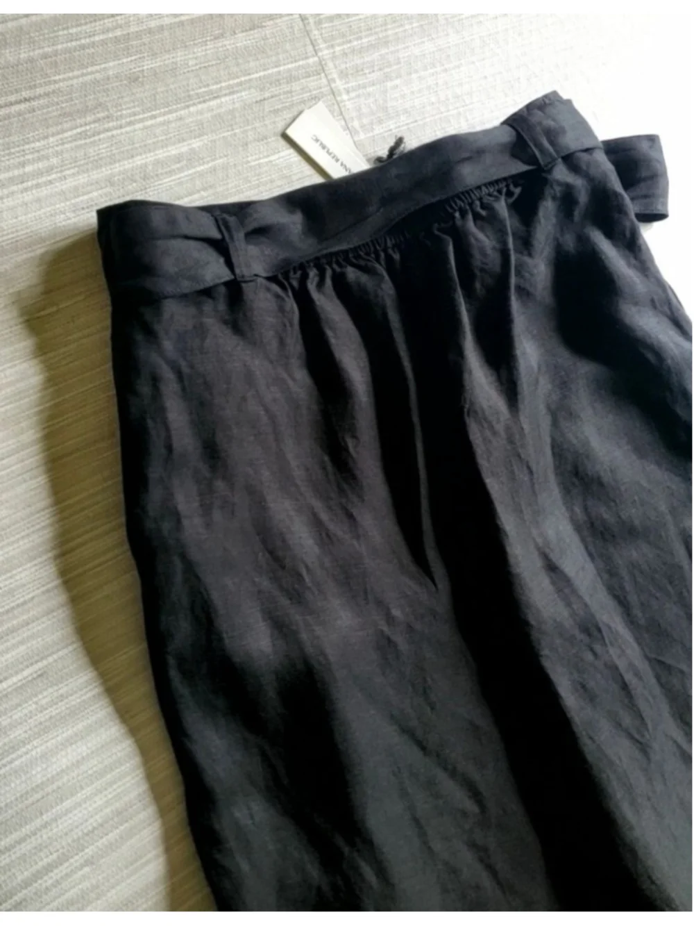 Banana Republic Viscose Linen Palazzo Pants Black Size M Fold Over Waist NWT